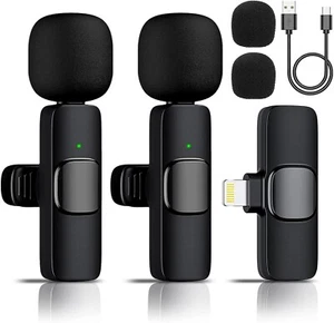 Wireless Lavalier Microphone Mic For Apple Phone iPhone iPad Vlog Live Stream - Picture 1 of 7
