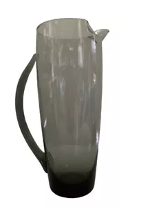 Vintage Morgantown Handblown Glass NORMANDIE Smoke Gray 9.5” Cocktail Pitcher - Picture 1 of 9