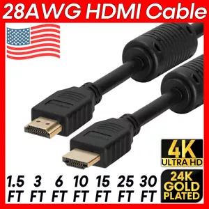 28AWG HDMI Kabel mit Ferritkernen ARC 3D 4K HDMI Kabel Ultra HD HDTV Monitor PC - Bild 1 von 9