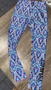 Justice sz 12 blue geometric Gymnast leggings guc pink - Picture 1 of 6