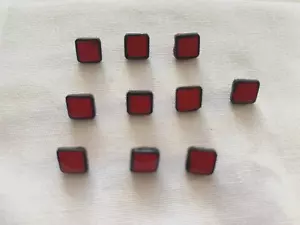Victorian Ladies Square Red With Black Paint Glass Buttons*10 - Picture 1 of 3