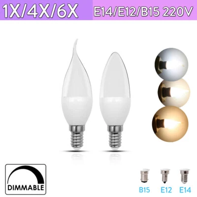Dimmable Led Candle Bulb 3000k 4500k 6000k 220v 240v Light Bulbs 5w E14 B15 E12 - Image 1 of 4