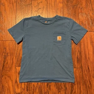 Carhartt Kids T Shirt Size S Blue Short Sleeve Pocket Outdoor Youth Rugged - Picture 1 of 12