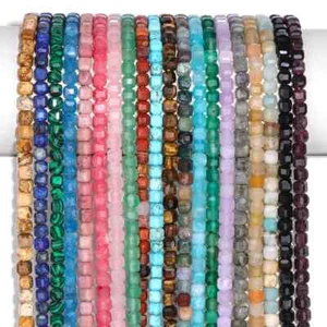 5mm Natural Stone Faceted Square Agates Garnet Quartz Crystal Charm Loose Beads - Picture 1 of 59