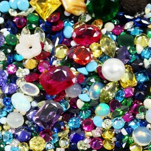 Certified Natural Diamond MOGOK Ruby Emerald Sapphire Turquoise Amethyst 128 Pcs - Picture 1 of 7