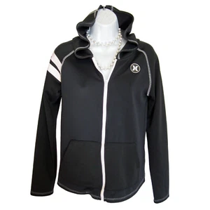 HURLEY Nike Dri Fit Sweat Jacket Jrs Size M 7 9 Knit Sweatshirt Zip Black Track - Picture 1 of 7