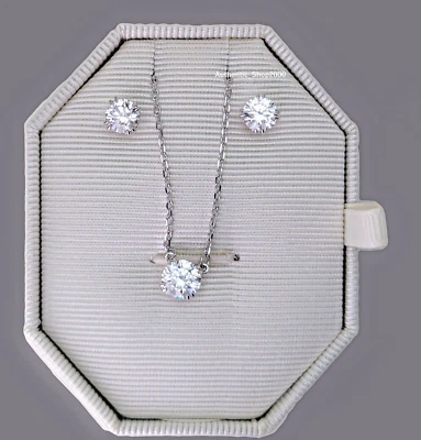 Nuevo Collar 100% SWAROVSKI Blanco Brillante Piedra C + Pendientes Set de Regalo 5647663 Foto 1 de 4