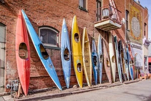 Kayak Skis Photograph Canvas Texture on Styrene Wall Print Art 30x20 - Picture 1 of 3