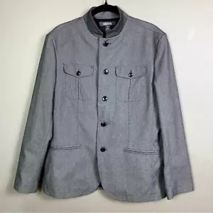 Kenneth Cole jacket blazer men's 44 Large military mandarin collar tweed check - Picture 1 of 14