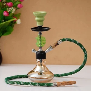 Premium Designer Green Golden Matki Astra Hookah Set (12.50 Inch) - Picture 1 of 4