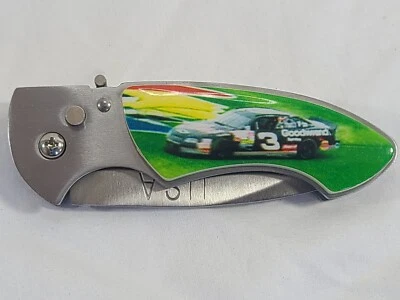 Navaja de bolsillo Dale Earnhardt autobloqueante asistencia abierta mango verde #3 NASCAR  Foto 1 de 4