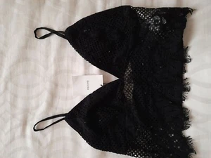 Bershka black lace crop top size large - Picture 1 of 3