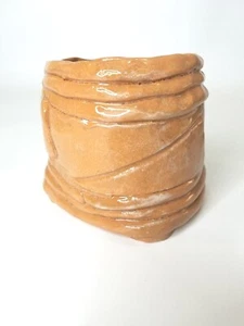 Authentic Spiral Ceramic Indoor Planter Clear Glazed Brown 5 in Hi x 5 In Dia - Picture 1 of 5