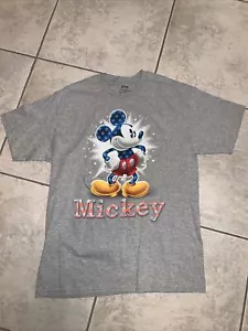 DISNEY Men's Mickey Mouse Americana Stars T-Shirt Gray Large - Picture 1 of 2