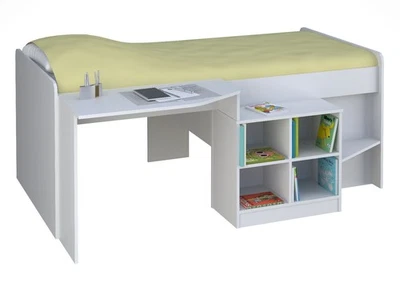 Letto singolo multifunzionale OLIVER in laminato bianco. LAP 195x80x141 cm - Immagine 1 di 4