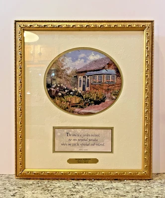 Impresión de coleccionista enmarcada vintage Thomas Kinkade "Gardener's Retreat" Foto 1 de 4