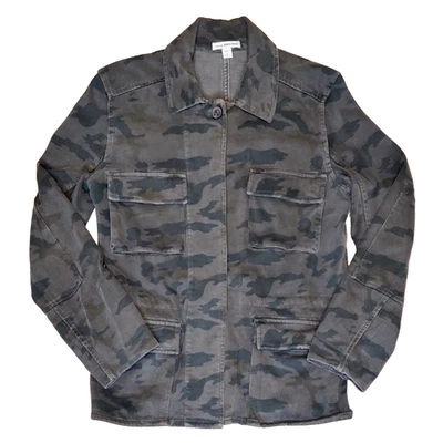 Женская хлопковая вязаная военная куртка James Perse размер M артиллерийский камуфляж удобная AOP - Изображение 1 из 4