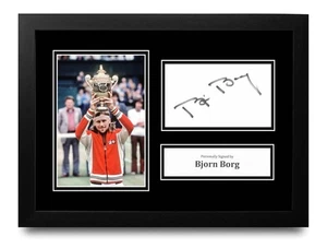 Björn Borg handsigniert A4 gerahmt Foto Display Autogramm Tennis Unterschrift + COA - Bild 1 von 5