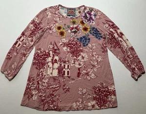 Top Johnny Was Mujer Medio Rosa Estampado Floral Manga 3/4 Viscosa Cuello Redondo Usado en Excelente Condición - Imagen 1 de 7