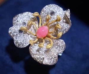 TOP natural conch pearl 0.75 ct ring G18k 10.6 g Diamond 2.68 ct - Imagen 1 de 4