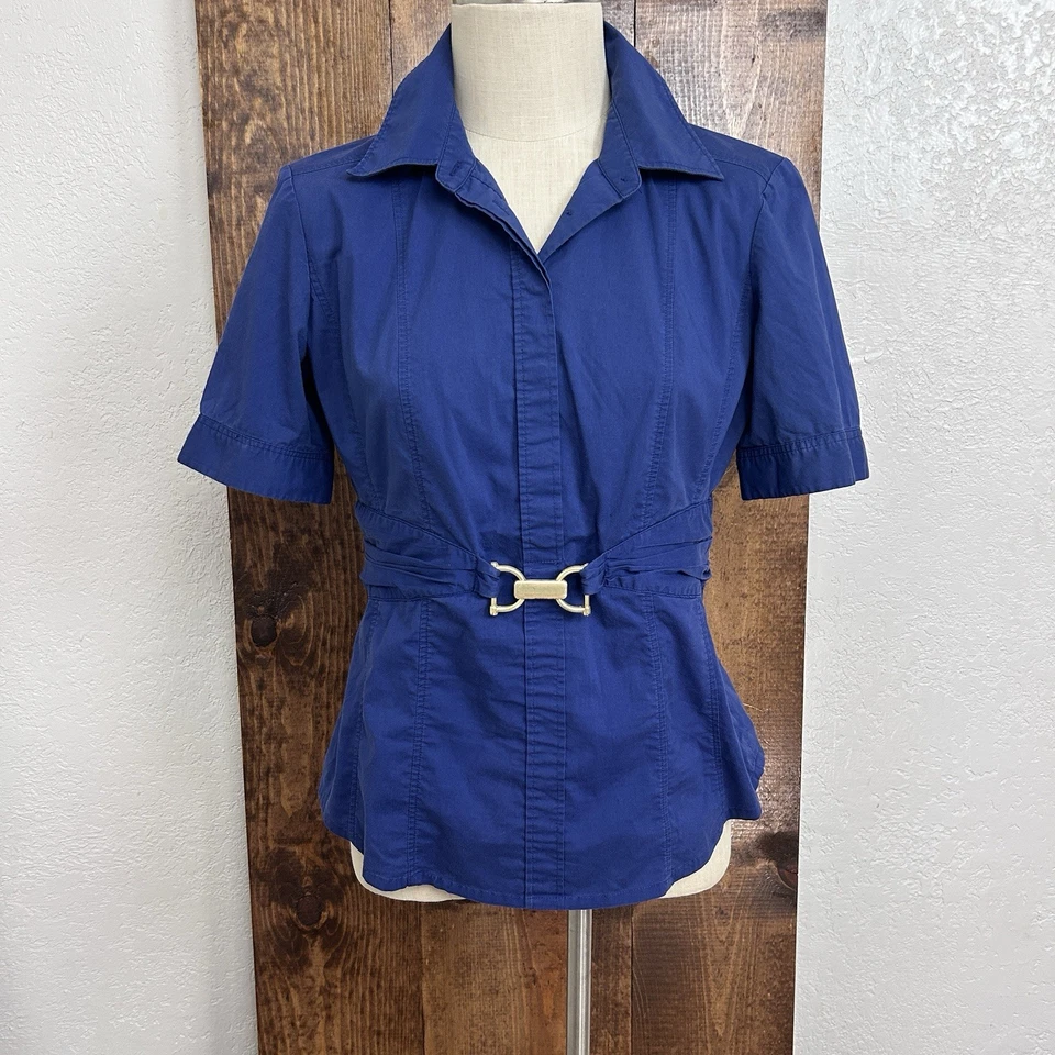 Y2K NY&Co Mujer Camisa M Hebilla Azul Business Corpcore Oficina Sirena Foto 1 de 4