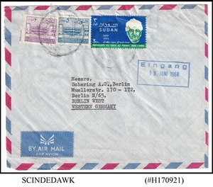 SUDAN - 1968 AIR MAIL ENVELOPE TO WESTERN GERMANY WITH STAMPS - Picture 1 of 2