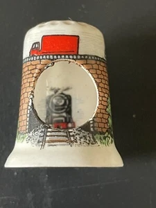 Birchcroft China Thimble -- Peep -- TUNNEL - TRAIN - Picture 1 of 3