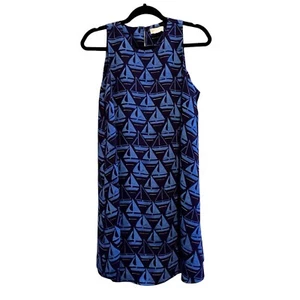 St Tropez West Dress Size Medium Blue Sailboats Sleeveless - Picture 1 of 7