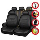 9X Leather 5-Sits Car Seat Covers Front Rear Full Interior Cushion Protector Set