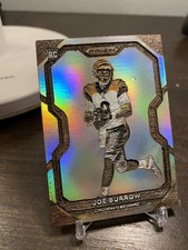 Joe Burrow Prizm RC HAND-PAINTED & ENGRAVED CHERRY WOOD w/ Holo Background