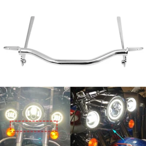 Chrome Spot Fog Passing Light Bar Mount Bracket For Harley Softail Fatboy 02-17 - Picture 1 of 12