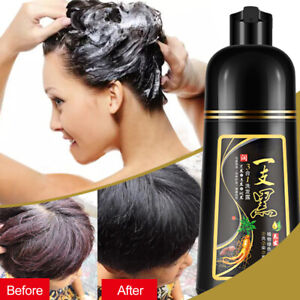 500Ml Natural Herbal Instant Black Hair Dye Shampoo for White Hair Coloring New