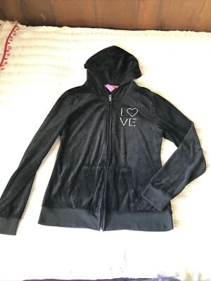 HARD CANDY Negro GRANDE (11-13) Cremallera Sudadera con Capucha Bolsillos de Terciopelo Foto 1 de 4