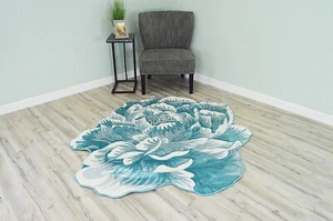 Flowers Hand Carved Floral Rose Novelty Thick Round Rug Design 302 - Picture 1 of 43