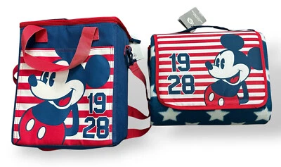 Disney Store Mickey Mouse Americana 70x80 Patriotic Fleece Blanket & Lunch Box - Image 1 of 4