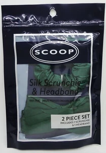 100% Silk Scrunchie and Silk Headband 2-Pc Set by Scoop --10 Different Colors -- - Picture 1 of 11