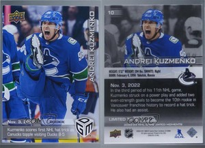 2022-23 Upper Deck Game Dated Moments /1199 Andrei Kuzmenko #10 Rookie RC