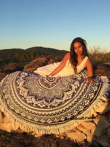 Hippie Indian Round Mandala Tapestry Wall Hanging Beach Throw Rug Boho Yoga Mat - Picture 1 of 3