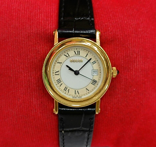 OROLOGIO AL QUARZO DONNA SWISS MADE GUCCI 7200L PLACCATO ORO 10 MICRON CON DATA