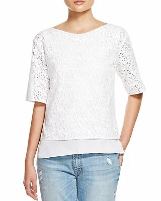 Top VINCE manga codo encaje superpuesto blanco roto Pointelle $275 talla XS Foto 1 de 4