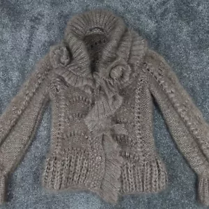 Ermanno Scervino Strickpullover Cardigan Damen Größe 40 braun Zopfmuster - Bild 1 von 14