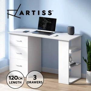 Artiss Computer Desk Drawer Shelf Home Office Study Table White 120CM - Picture 1 of 8
