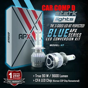 Stark 90W 9600LM LED 8000K New Blue Chip Headlight High Beam Kit PAIR - H7 (2) - Foto 1 di 8
