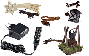 Set: Krippenbeleuchtung mit Trafo, Flackerlicht-Lagerfeuer, Laterne u.Komet - Bild 1 von 6