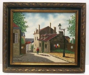 1963 LISTED FRENCH ARTIST ROLAND VERNET Sd ORIGINAL O/C FIGURE on PARIS STREET - Picture 1 of 12