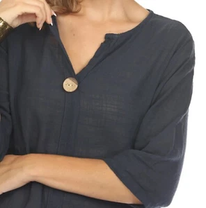 FLAIR FLAUNT NAVY QUARTER SLEEVES ROUNDED SLIT DRESS Sz S/M Nwt $105 - Picture 1 of 4