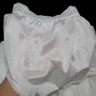 VTG Silky Nylon Panty Fruit of the Loom White Lace Sheer Brief Size 8 Hip 42-44" - Image 1 of 4