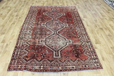 СТАРИННЫЙ РУЧНОЙ РАБОТЫ QASHQAI ШЕРСТЯНОЙ КОВЕР С ТРОЙНОЙ МЕДАЛЬОН ДИЗАЙН 234 X 152 СМ - Изображение 1 из 4