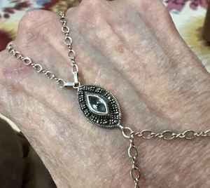 Sterling Silber Aquamarin Markasiten Harem Armband / Ring Kombination Handarbeit - Bild 1 von 4