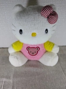 Hello Kitty & Teddy Bear Vintage Sanrio Plush DoII Gingham Check Ribbon - Picture 1 of 3